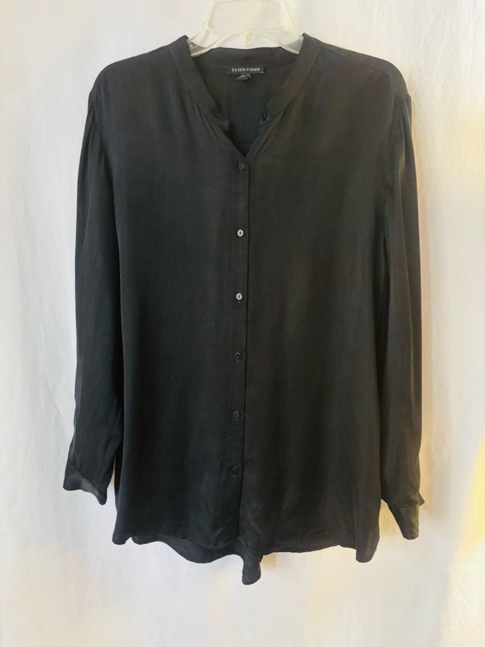 Eileen Fisher Cupro Button Front Blouse Black Size M